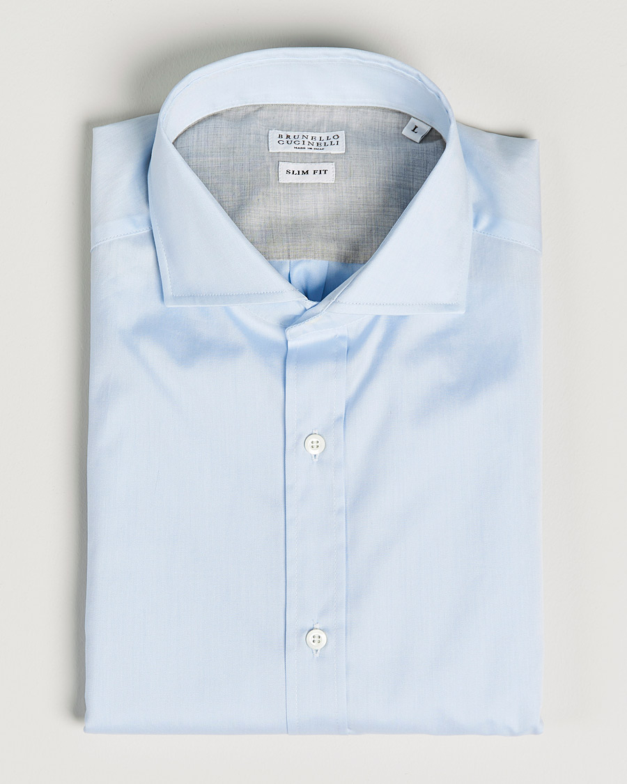 Herren | Brunello Cucinelli | Brunello Cucinelli | Slim Fit Poplin Shirt Light Blue