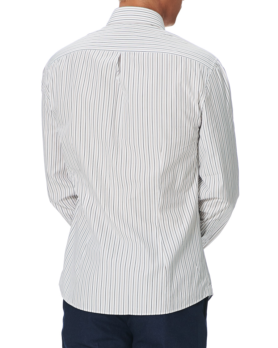 Herren | Hemden | Brunello Cucinelli | Slim Fit Striped Cotton Shirt White/Beige