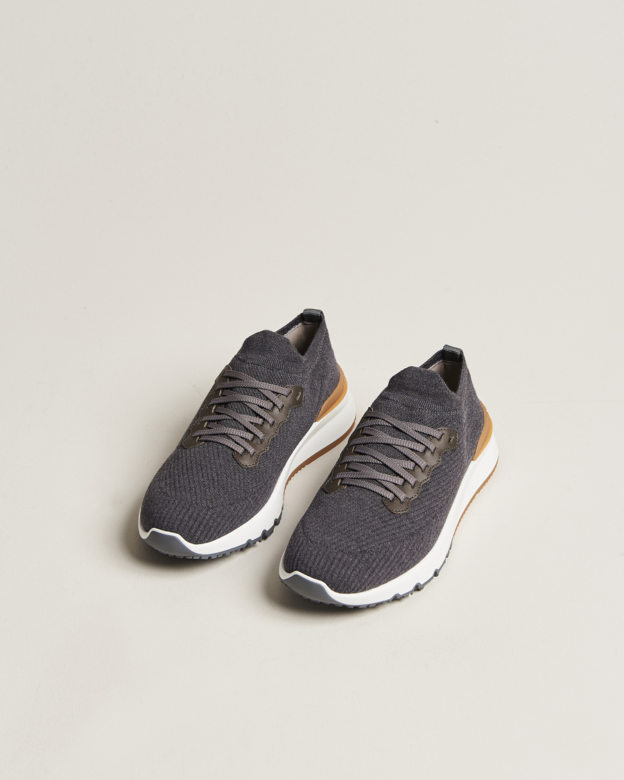 Herren | Brunello Cucinelli | Brunello Cucinelli | Flannel Running Sneakers Dark Grey