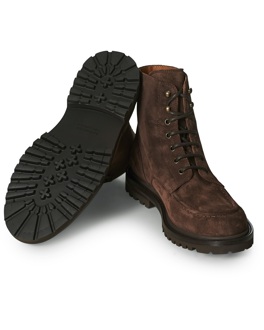 Herren | Brunello Cucinelli Moc Toe Lace Up Boot Dark Brown Suede | Brunello Cucinelli | Moc Toe Lace Up Boot Dark Brown Suede
