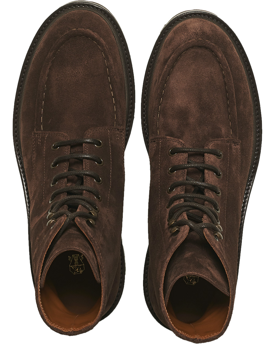 Herren | Brunello Cucinelli Moc Toe Lace Up Boot Dark Brown Suede | Brunello Cucinelli | Moc Toe Lace Up Boot Dark Brown Suede