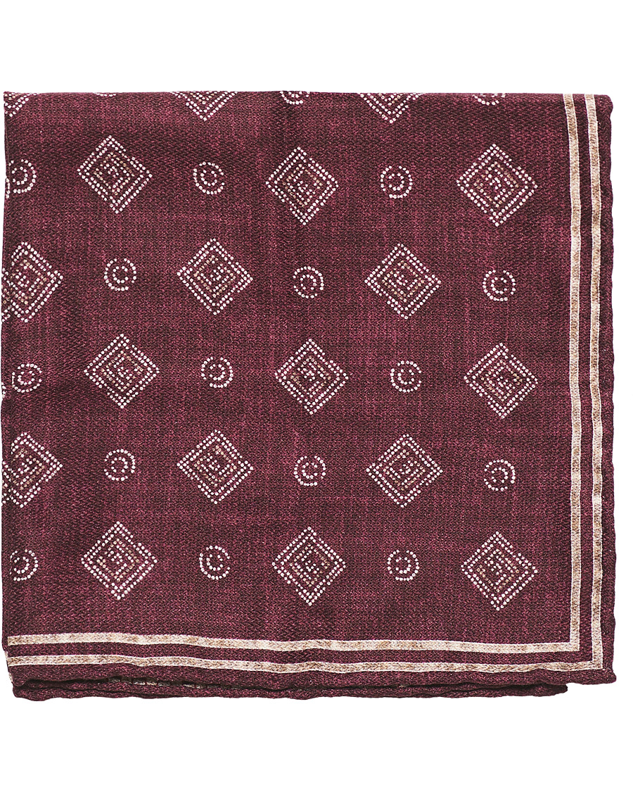 Herren | Brunello Cucinelli Micro Pattern Silk Pocket Square Burgundy | Brunello Cucinelli | Micro Pattern Silk Pocket Square Burgundy