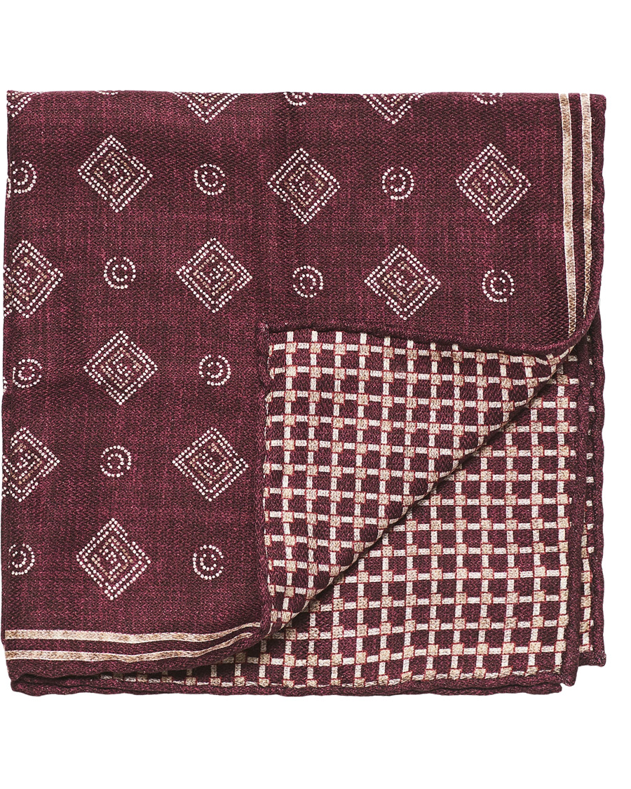 Herren | Brunello Cucinelli Micro Pattern Silk Pocket Square Burgundy | Brunello Cucinelli | Micro Pattern Silk Pocket Square Burgundy