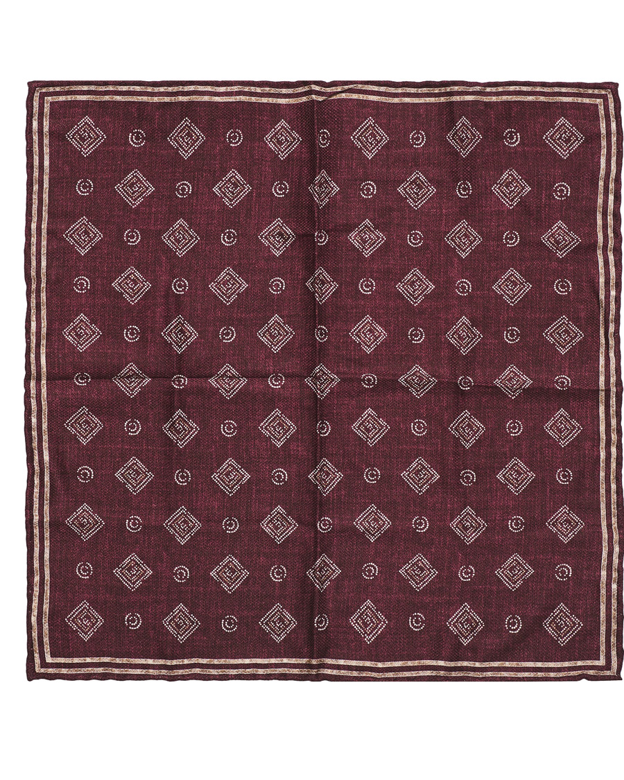 Herren | Brunello Cucinelli Micro Pattern Silk Pocket Square Burgundy | Brunello Cucinelli | Micro Pattern Silk Pocket Square Burgundy