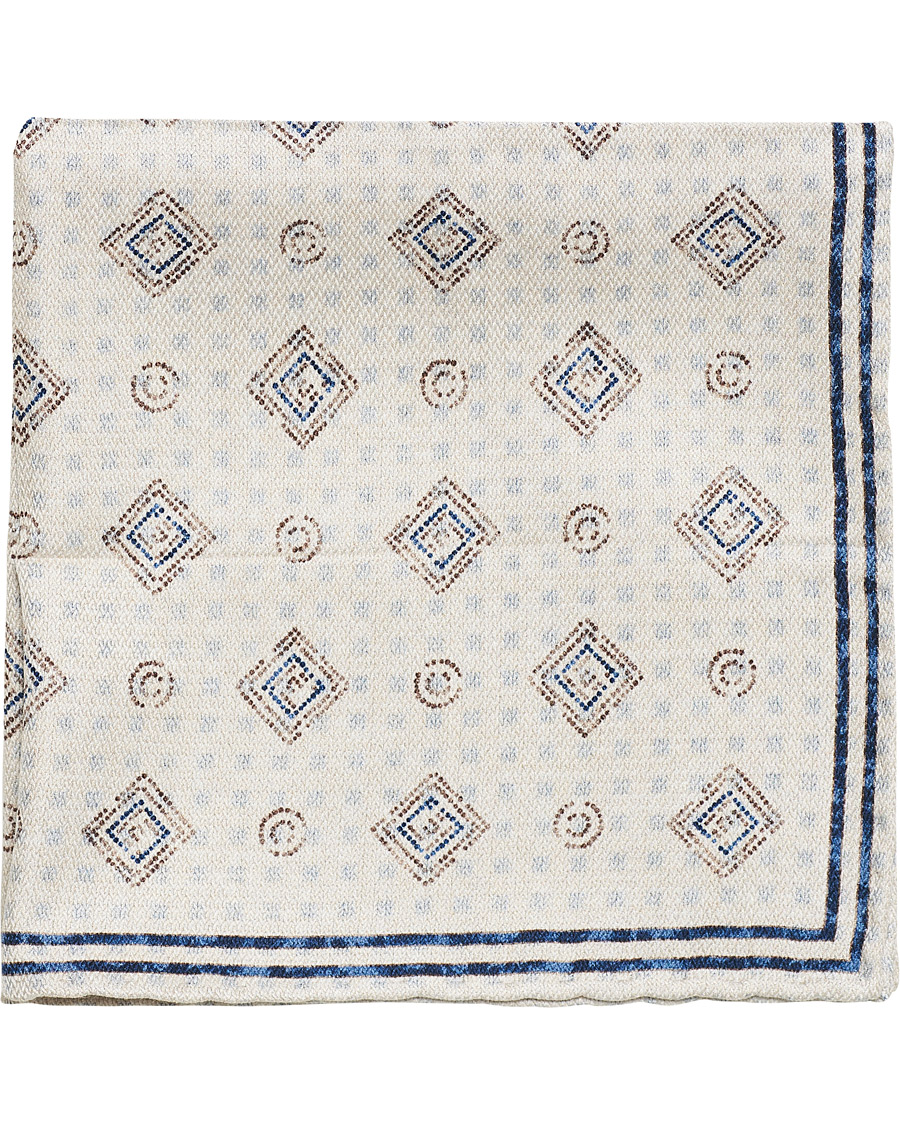 Herren | Brunello Cucinelli Micro Pattern Silk Pocket Square Beige | Brunello Cucinelli | Micro Pattern Silk Pocket Square Beige