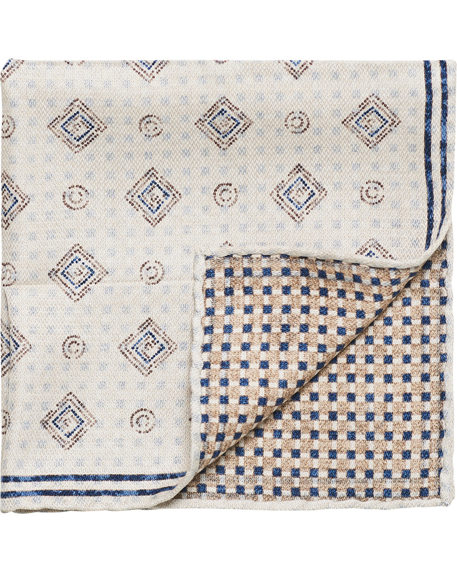 Herren | Brunello Cucinelli Micro Pattern Silk Pocket Square Beige | Brunello Cucinelli | Micro Pattern Silk Pocket Square Beige