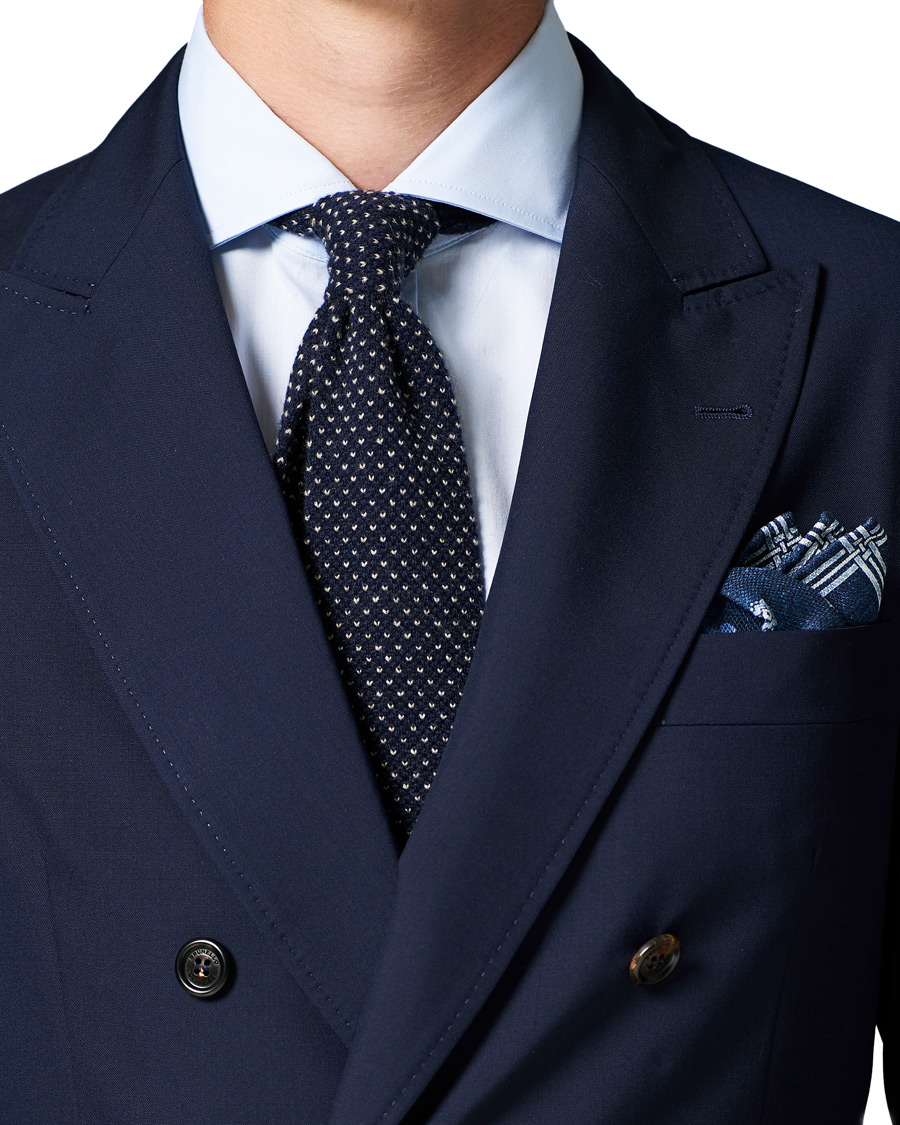 Herren | Brunello Cucinelli Micro Dot Silk Pocket Square Navy | Brunello Cucinelli | Micro Dot Silk Pocket Square Navy