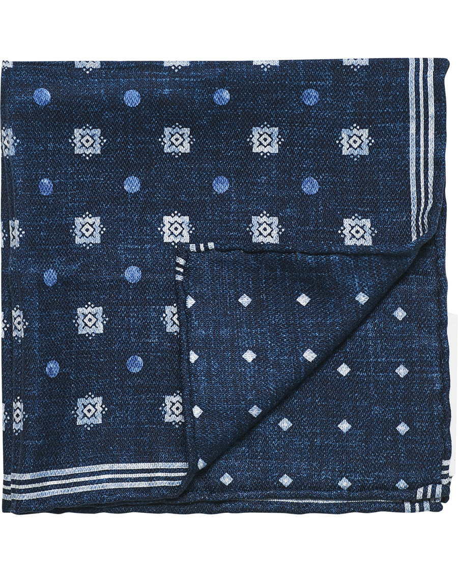 Herren | Brunello Cucinelli Micro Dot Silk Pocket Square Navy | Brunello Cucinelli | Micro Dot Silk Pocket Square Navy