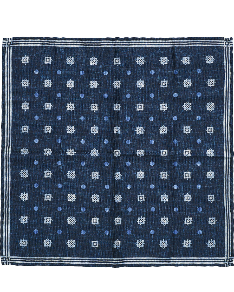 Herren | Brunello Cucinelli Micro Dot Silk Pocket Square Navy | Brunello Cucinelli | Micro Dot Silk Pocket Square Navy