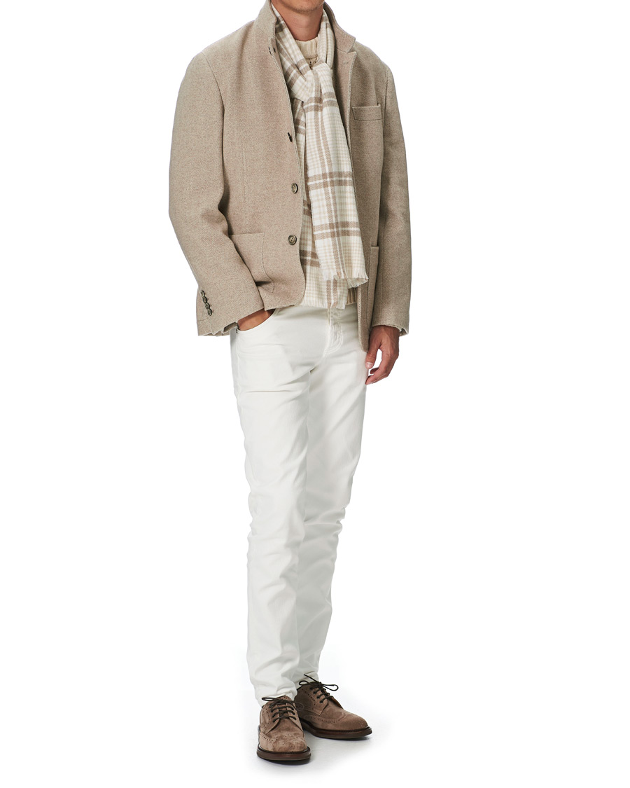 Herren | Brunello Cucinelli Checked Cashmere Scarf Beige | Brunello Cucinelli | Checked Cashmere Scarf Beige