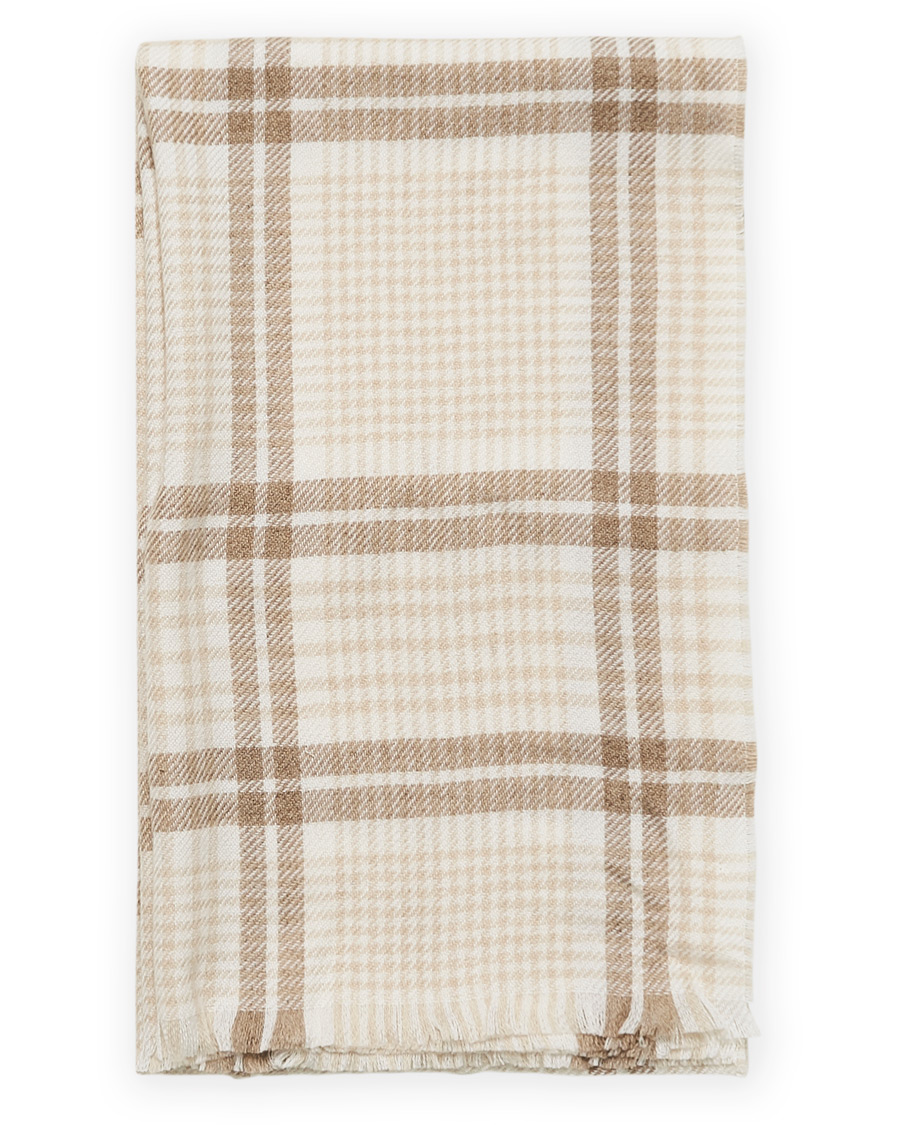 Herren | Brunello Cucinelli Checked Cashmere Scarf Beige | Brunello Cucinelli | Checked Cashmere Scarf Beige