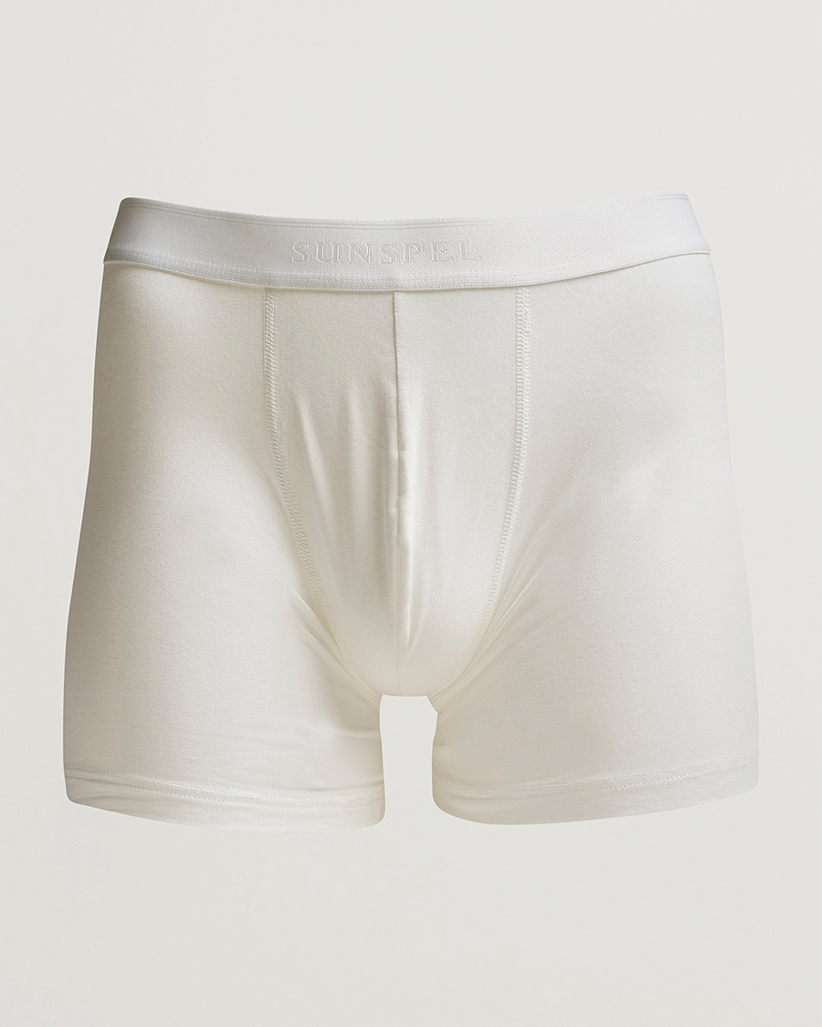 Herren | Unterwäsche | Sunspel | Long Leg Cotton Stretch Trunk White