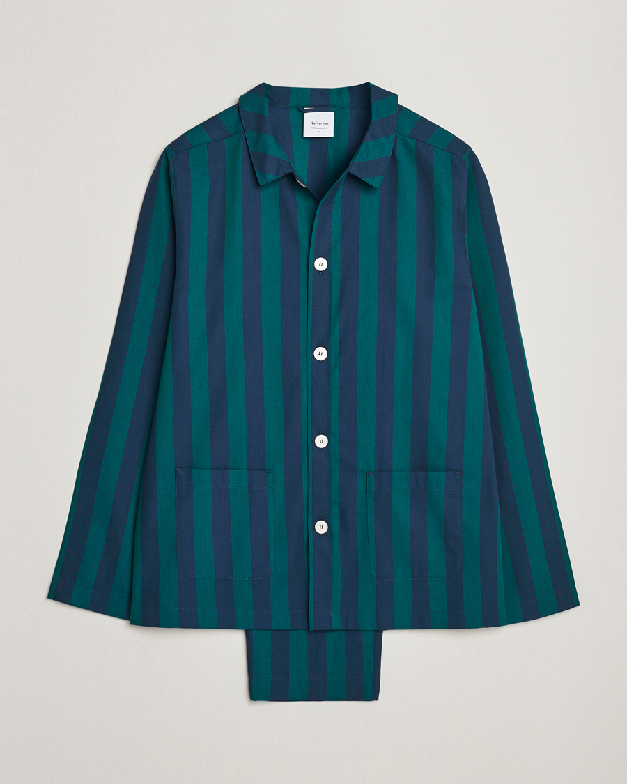 Herren | Pyjamas | Nufferton | Uno Striped Pyjama Set Blue/Green