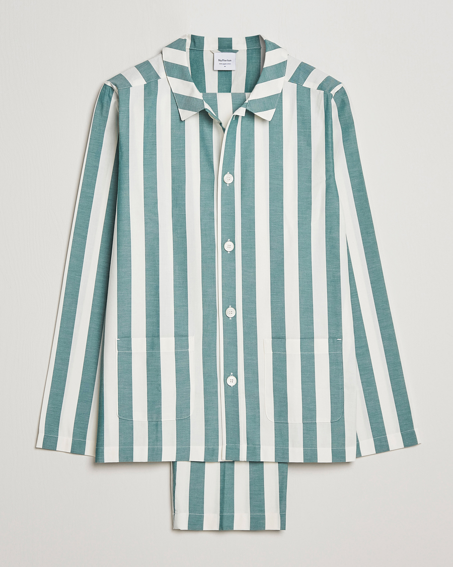 Herren | Pyjamas | Nufferton | Uno Striped Pyjama Set Green/White