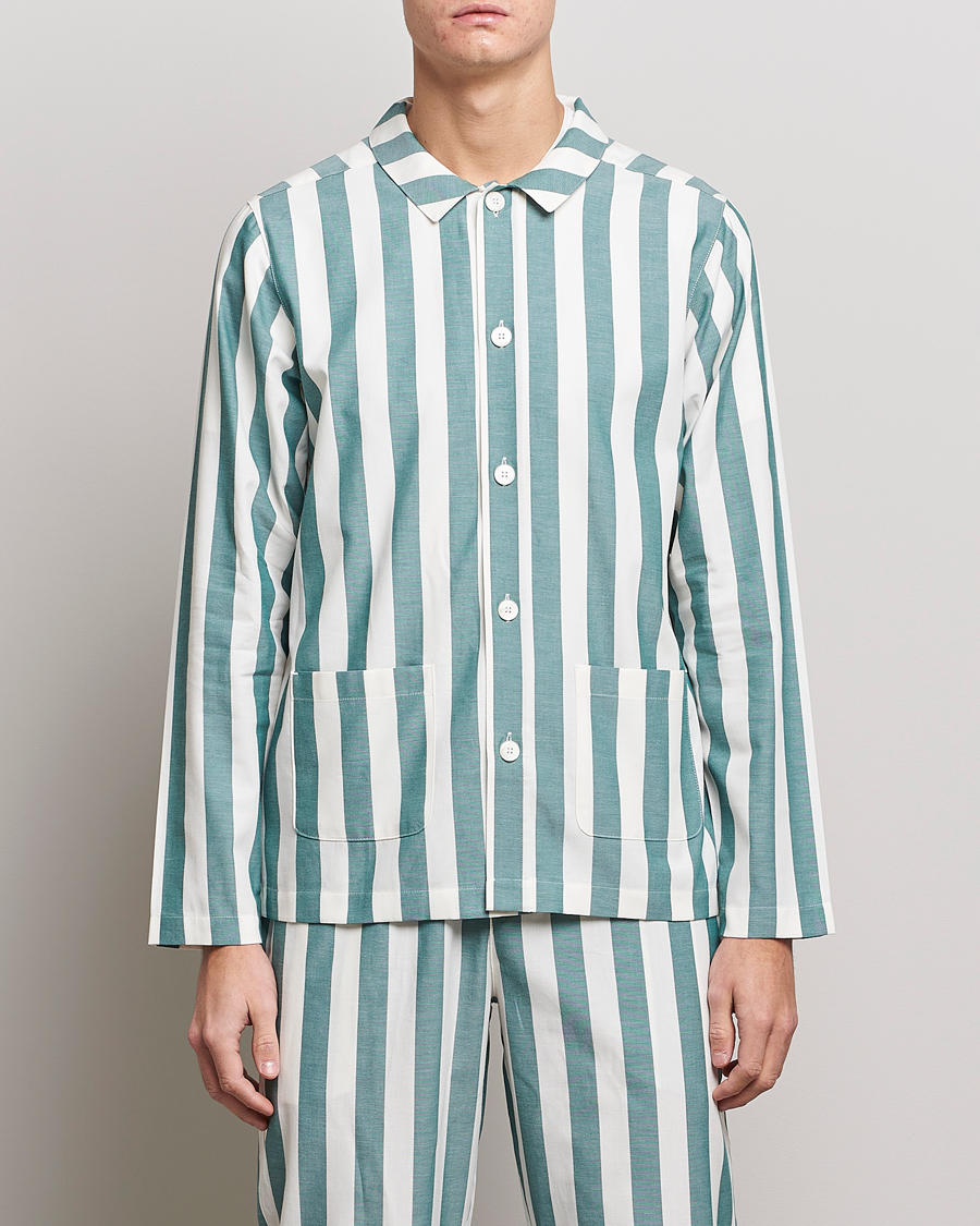 Herren | Pyjamas | Nufferton | Uno Striped Pyjama Set Green/White