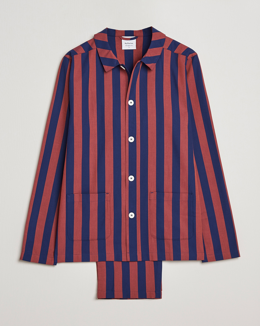 Herren | Pyjamas | Nufferton | Uno Striped Pyjama Set Blue/Red