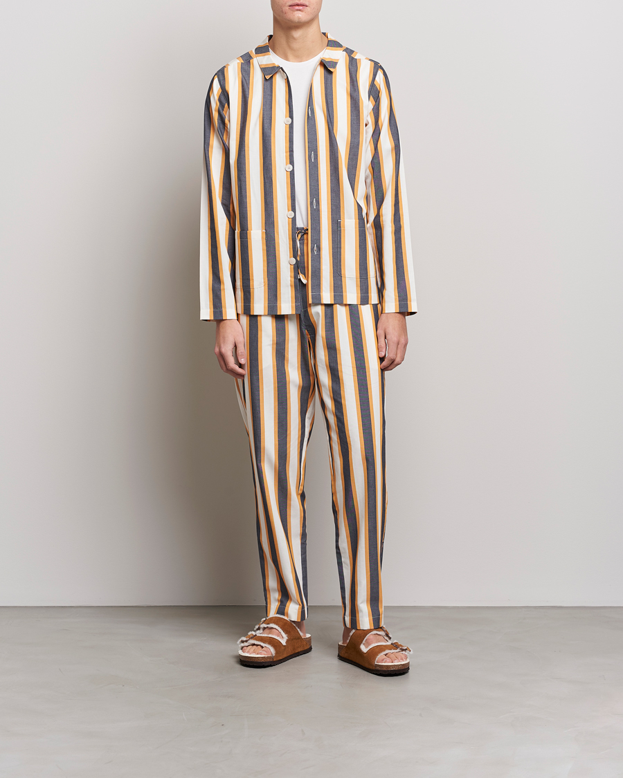 Herren | Lifestyle | Nufferton | Uno Triple Striped Pyjama Set Yellow/Blue