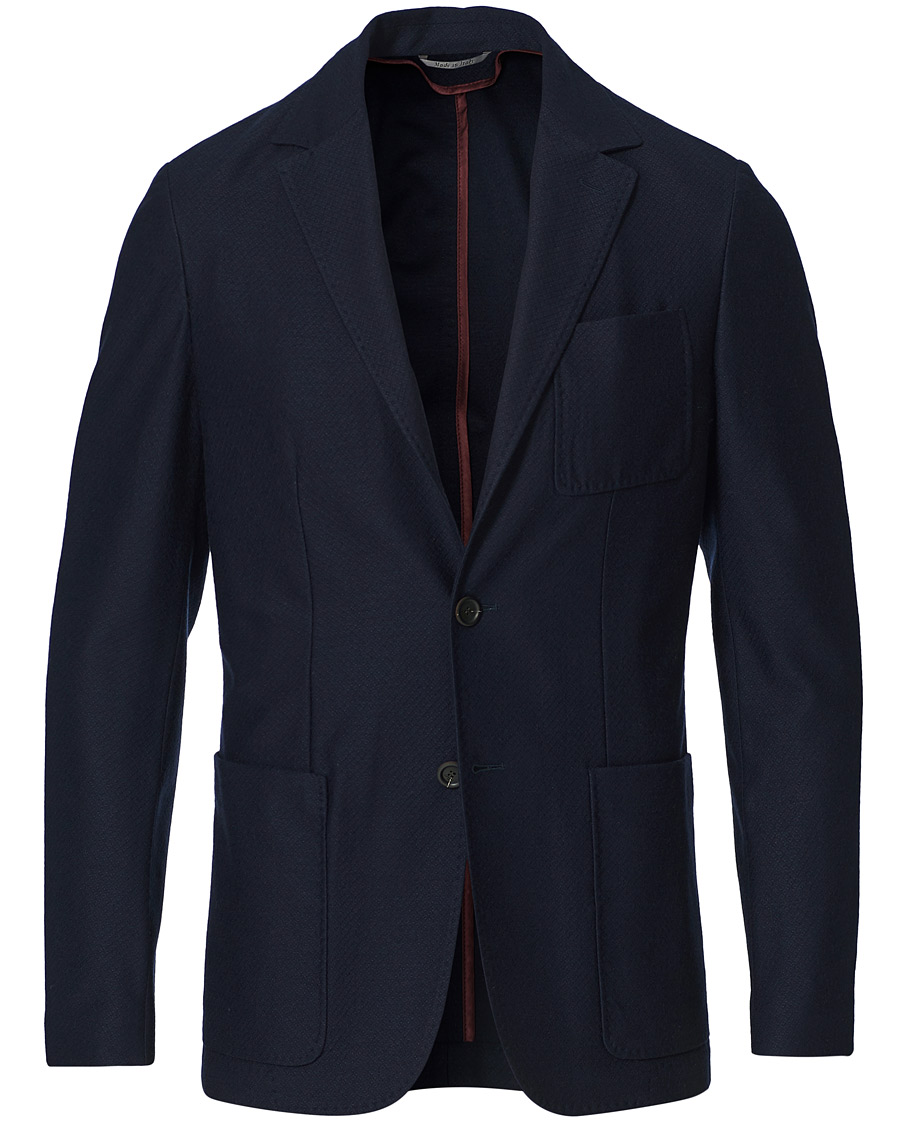 Herren | Sakkos | Canali | Structured Wool Jersey Blazer Navy