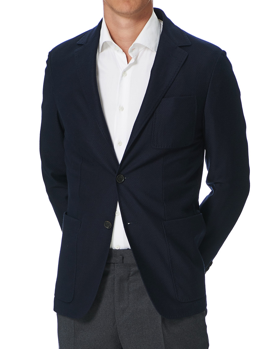 Herren | Sakkos | Canali | Structured Wool Jersey Blazer Navy