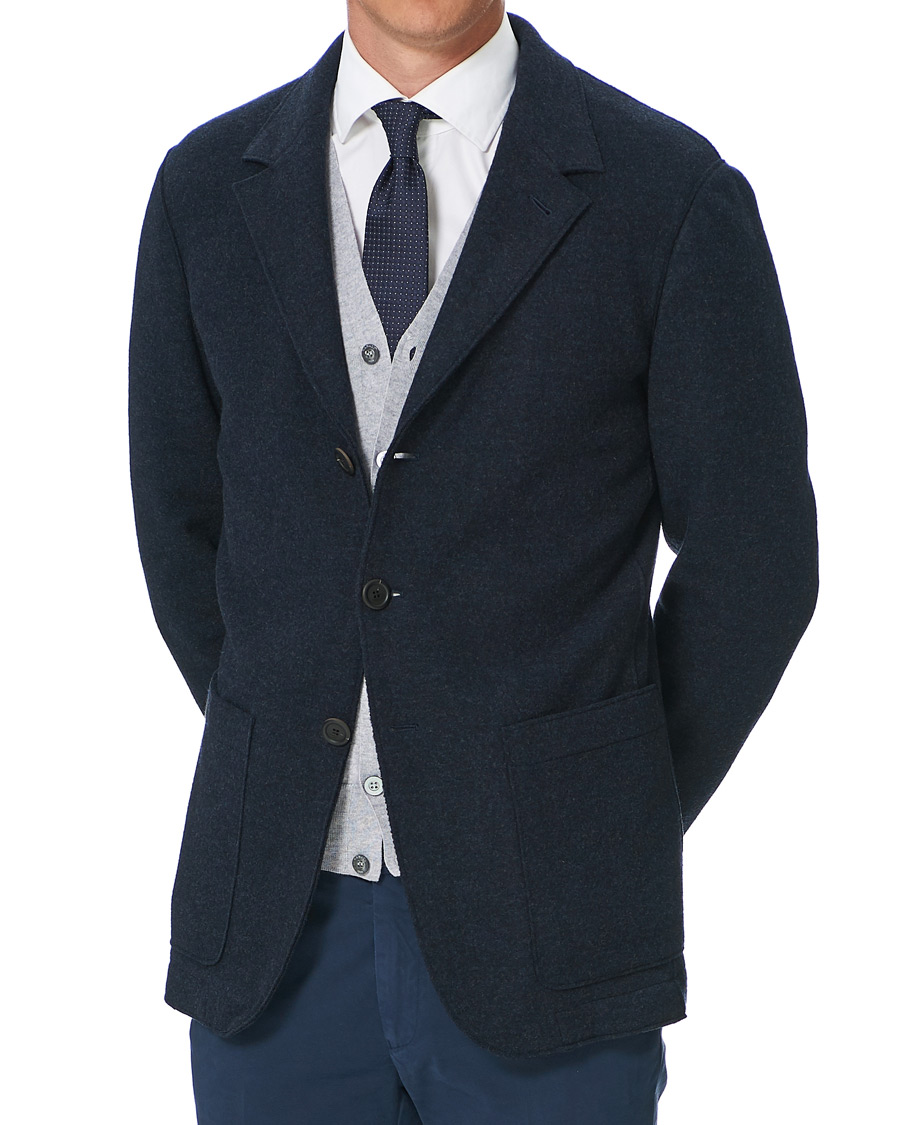 Herren | Sakkos | Canali | Soft Wool Jersey Jacket Navy Melange