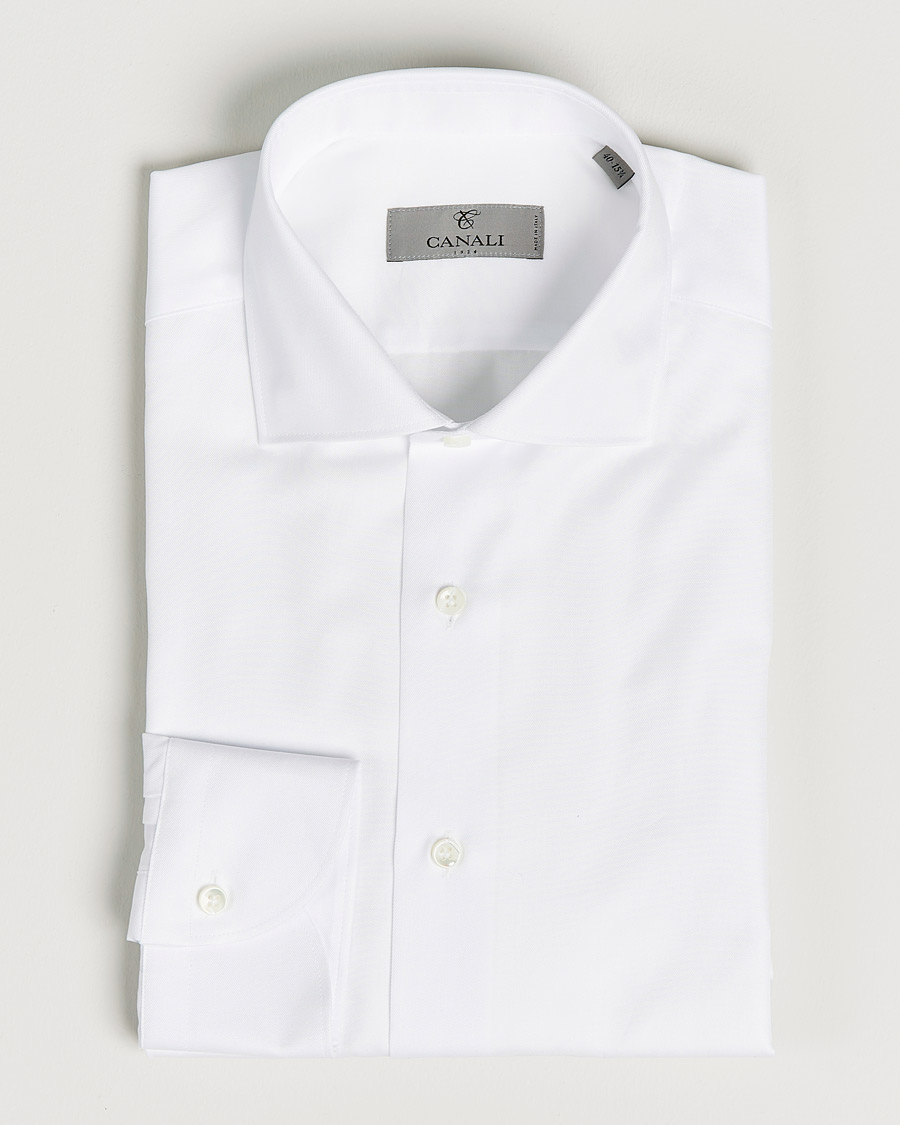 Herren | Businesshemden | Canali | Slim Fit Cut Away Shirt White