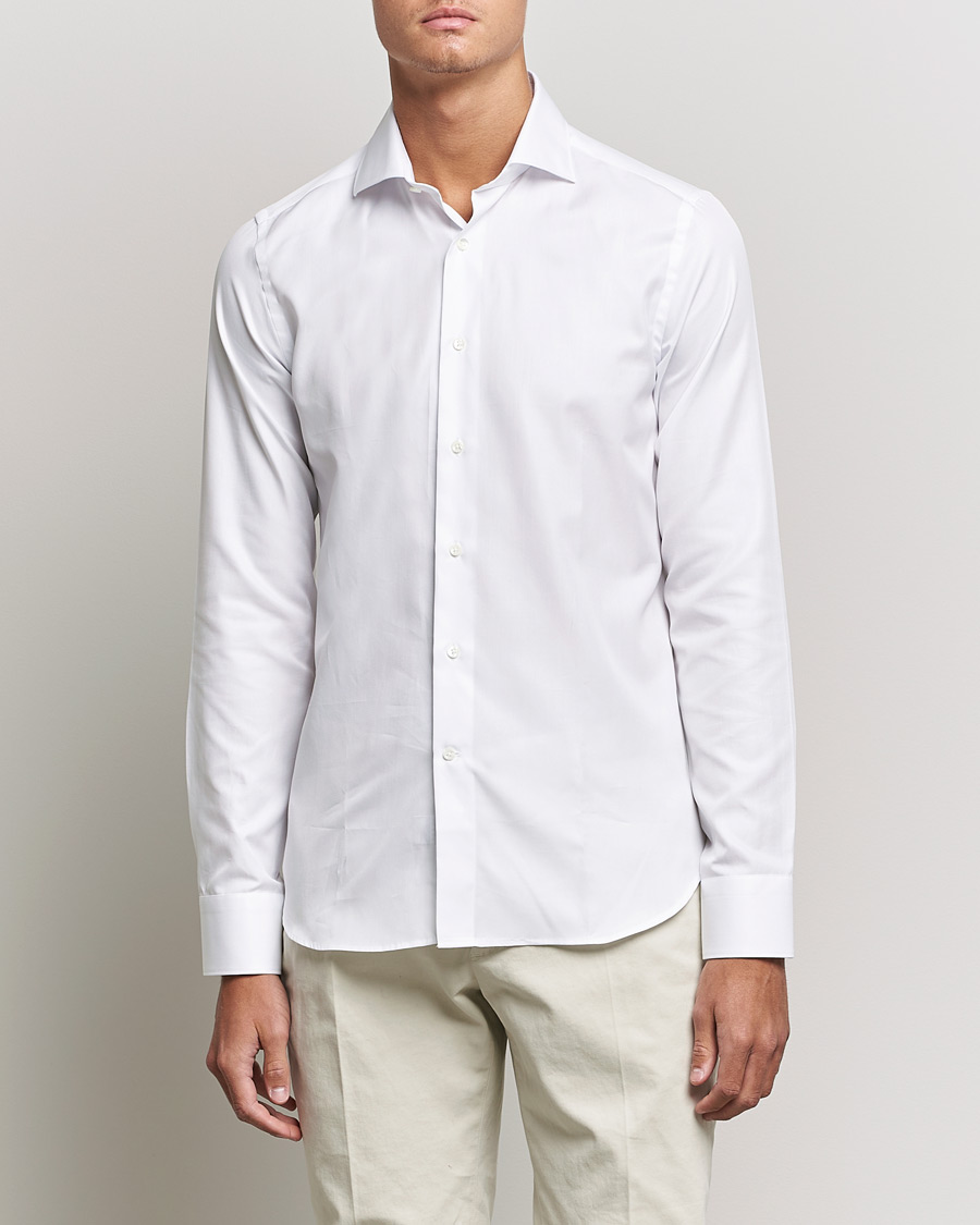 Herren | Quiet Luxury | Canali | Slim Fit Cotton Shirt White