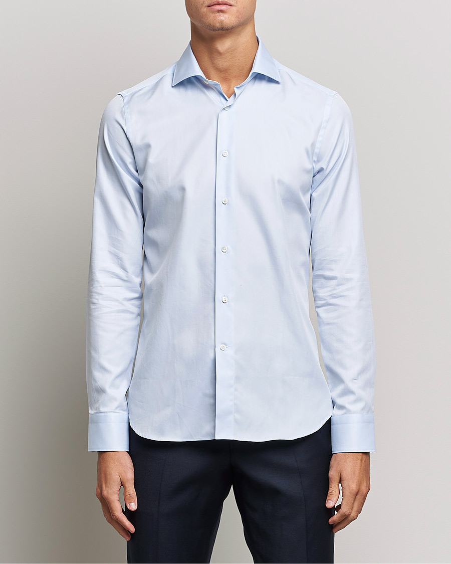 Herren | Quiet Luxury | Canali | Slim Fit Cotton Shirt Light Blue