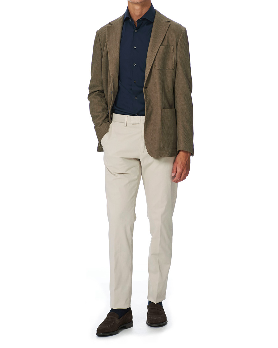 Herren | Hemden | Canali | Slim Fit Cut Away Stretch Shirt Navy
