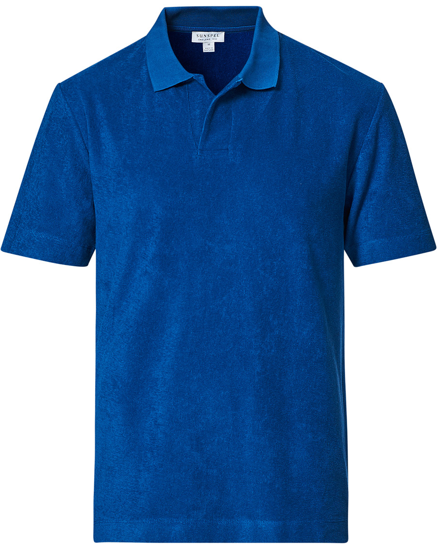 Herren | Poloshirts | Sunspel | Organic Cotton Towelling Polo Blue
