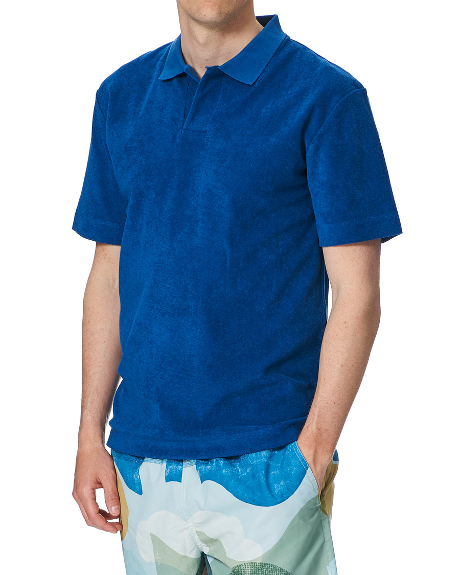 Herren | Poloshirts | Sunspel | Organic Cotton Towelling Polo Blue