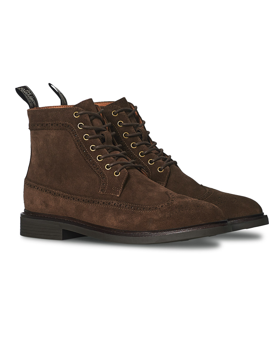 Herren | Polo Ralph Lauren Asher Wing Tip Boot Chocolate Brown Suede | Polo Ralph Lauren | Asher Wing Tip Boot Chocolate Brown Suede