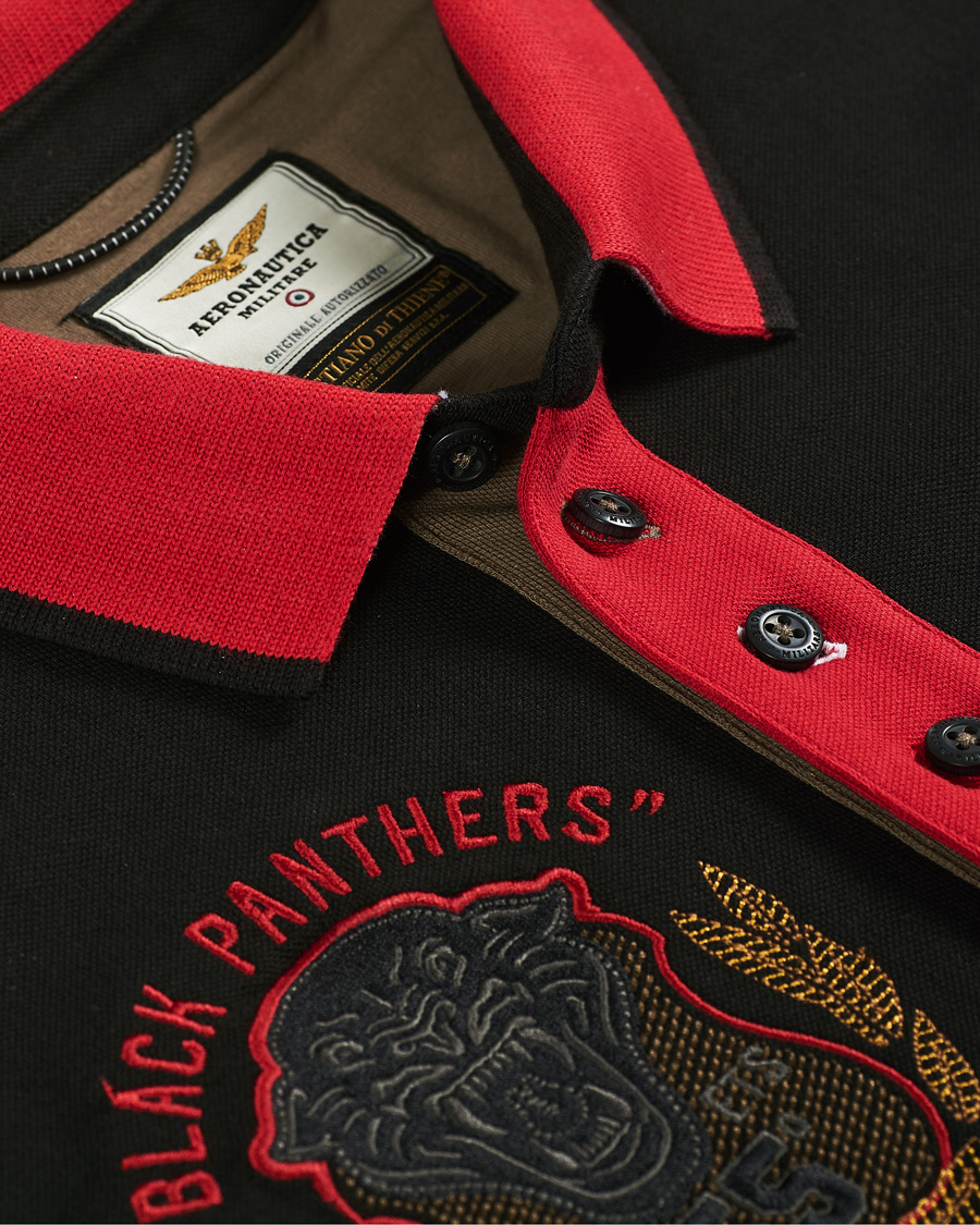 Herren | Pullover | Aeronautica Militare | Long Sleve Logo Polo Military/Black/Red