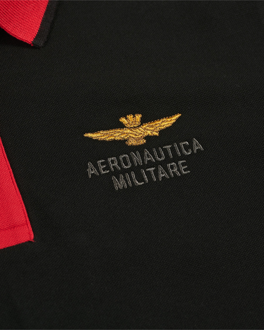 Herren | Pullover | Aeronautica Militare | Long Sleve Logo Polo Military/Black/Red