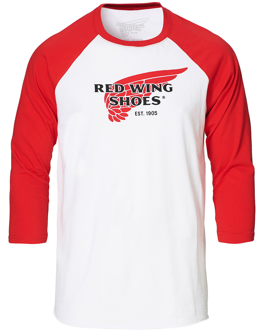 Herren | T-Shirts | Red Wing Shoes | 3/4 Sleeve Baseball Logo T-shirt Red/White