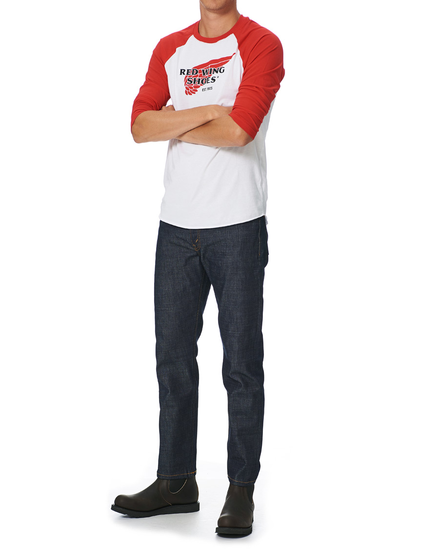 Herren | T-Shirts | Red Wing Shoes | 3/4 Sleeve Baseball Logo T-shirt Red/White