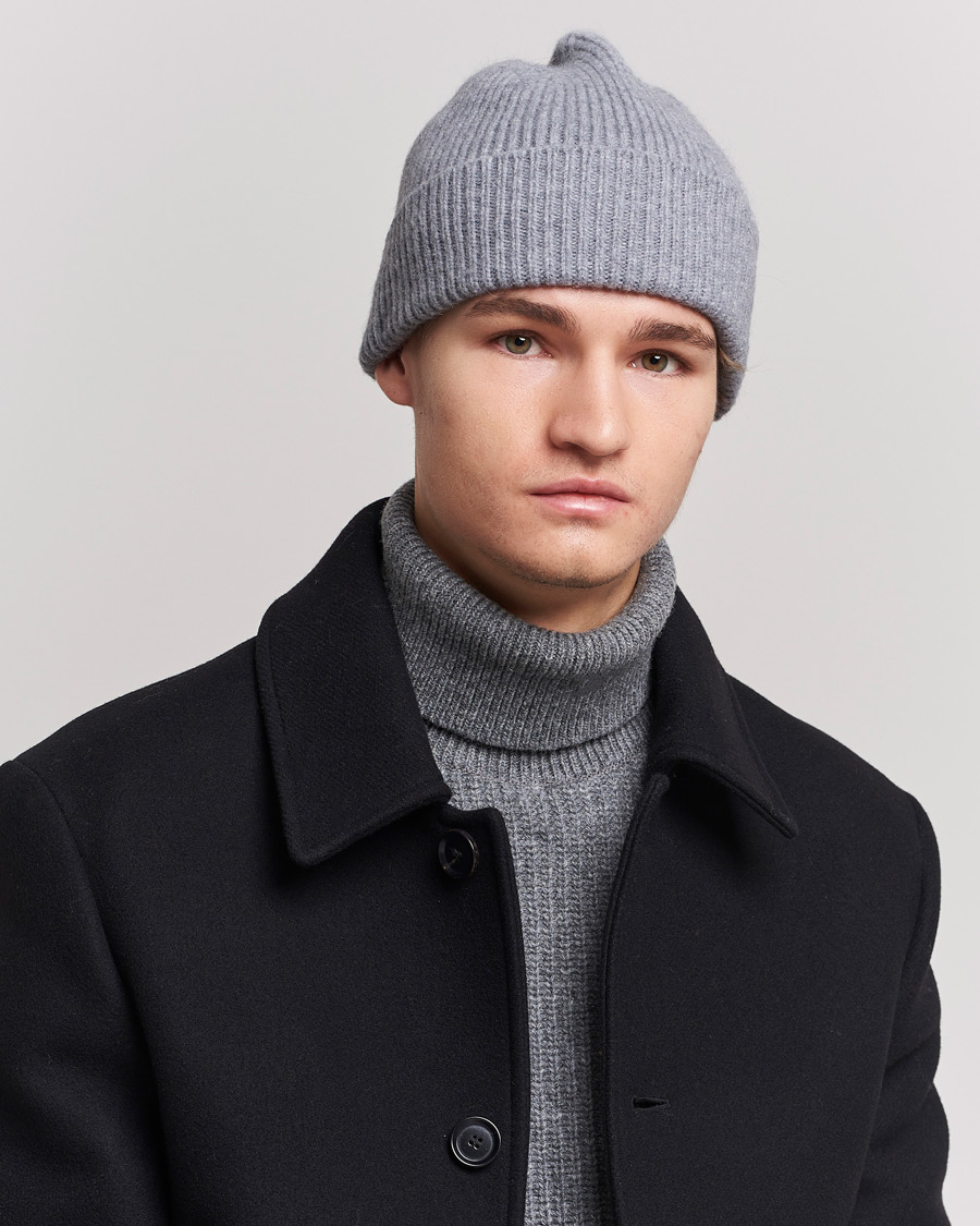 Herren | Wärmende Accessoires | Le Bonnet | Lambswool/Caregora Beanie Smoke