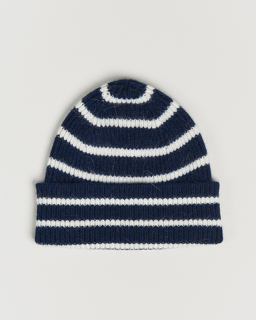 Herren | Le Bonnet Lambswool/Caregora Beanie Midnight Stripe | Le Bonnet | Lambswool/Caregora Beanie Midnight Stripe