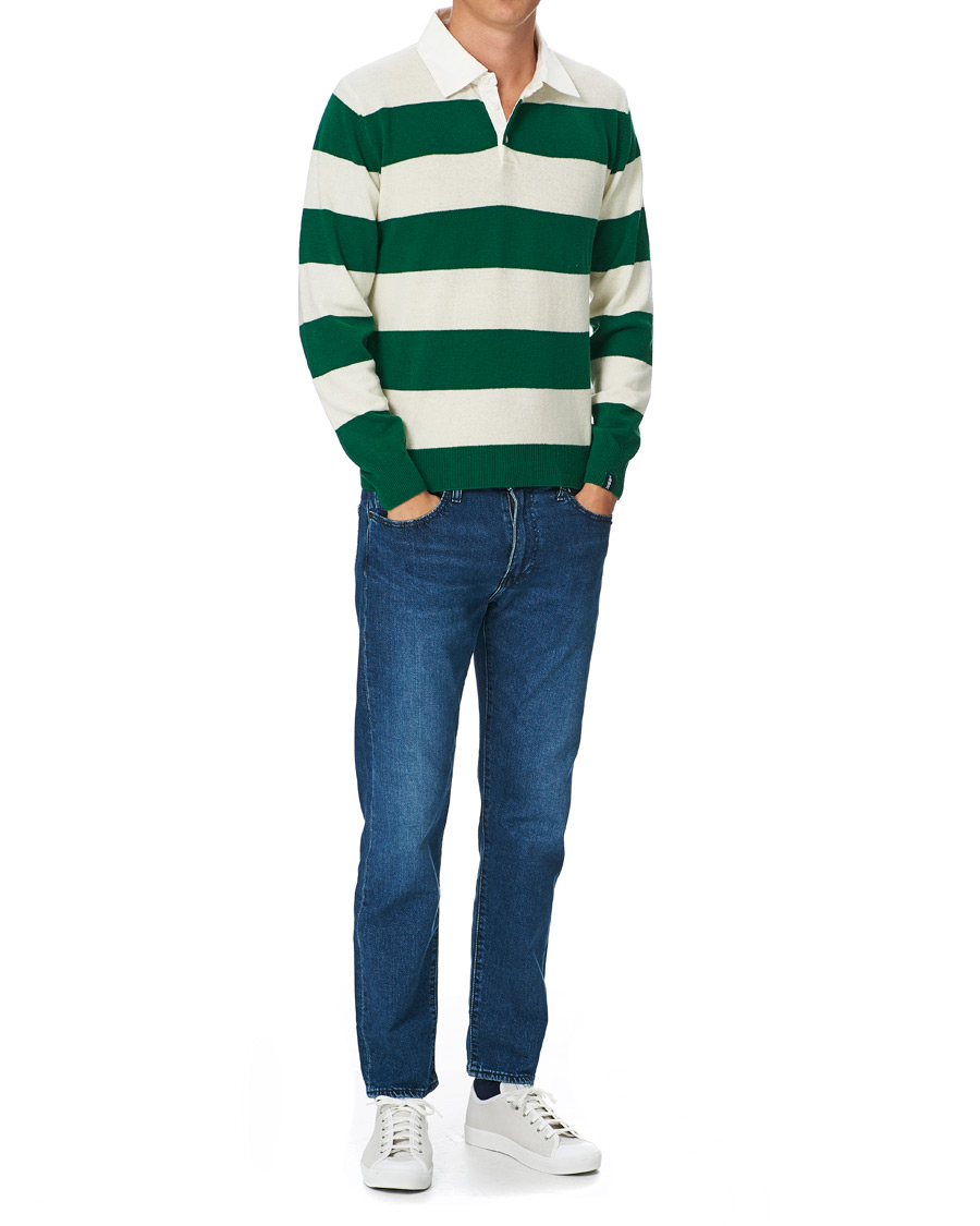 Herren | Pullover | Mackintosh | Knitted Wool Rugby Sweater Green/White