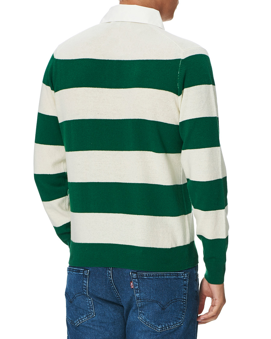 Herren | Pullover | Mackintosh | Knitted Wool Rugby Sweater Green/White