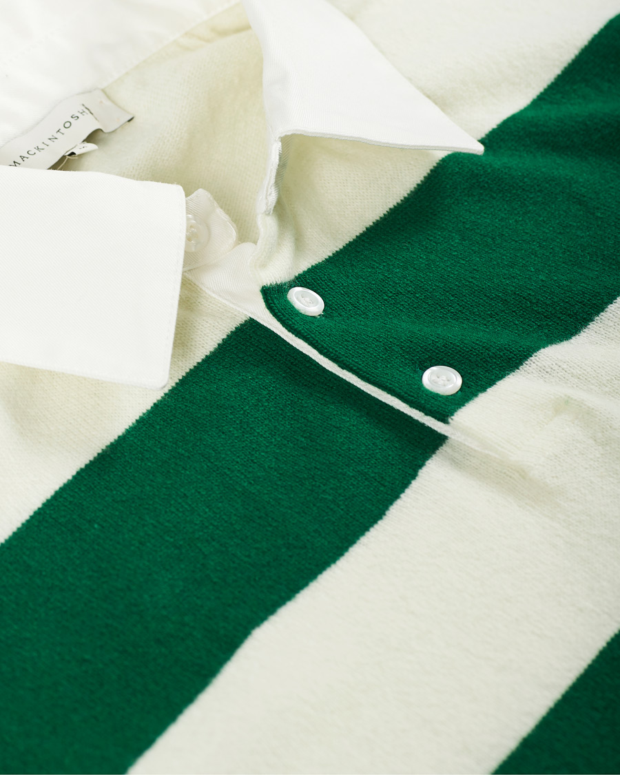 Herren | Pullover | Mackintosh | Knitted Wool Rugby Sweater Green/White