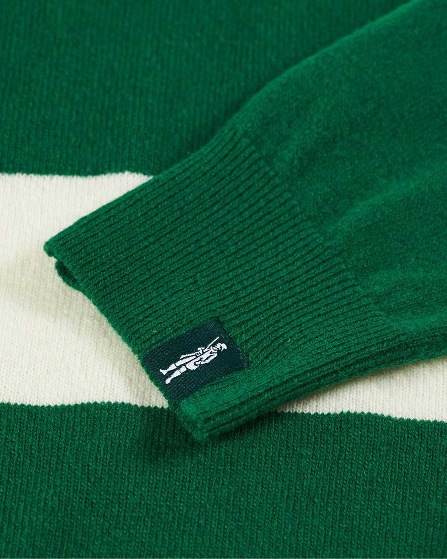 Herren | Pullover | Mackintosh | Knitted Wool Rugby Sweater Green/White