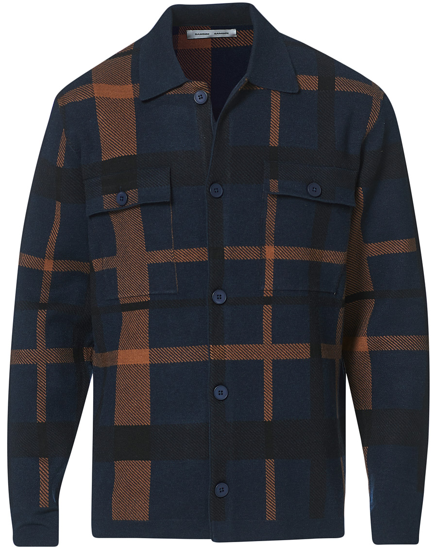 Herren | Pullover | Samsøe Samsøe | Samsøe & Samsøe Ryder Checked Cardigan Sky Captain