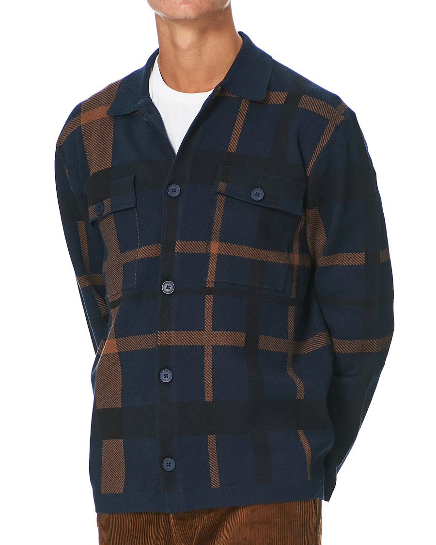 Herren | Pullover | Samsøe Samsøe | Samsøe & Samsøe Ryder Checked Cardigan Sky Captain