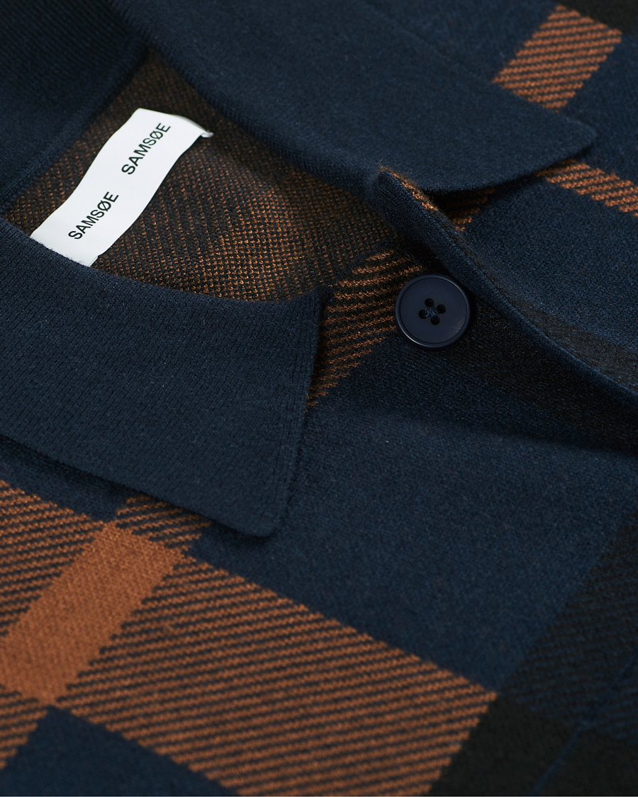 Herren | Pullover | Samsøe Samsøe | Samsøe & Samsøe Ryder Checked Cardigan Sky Captain