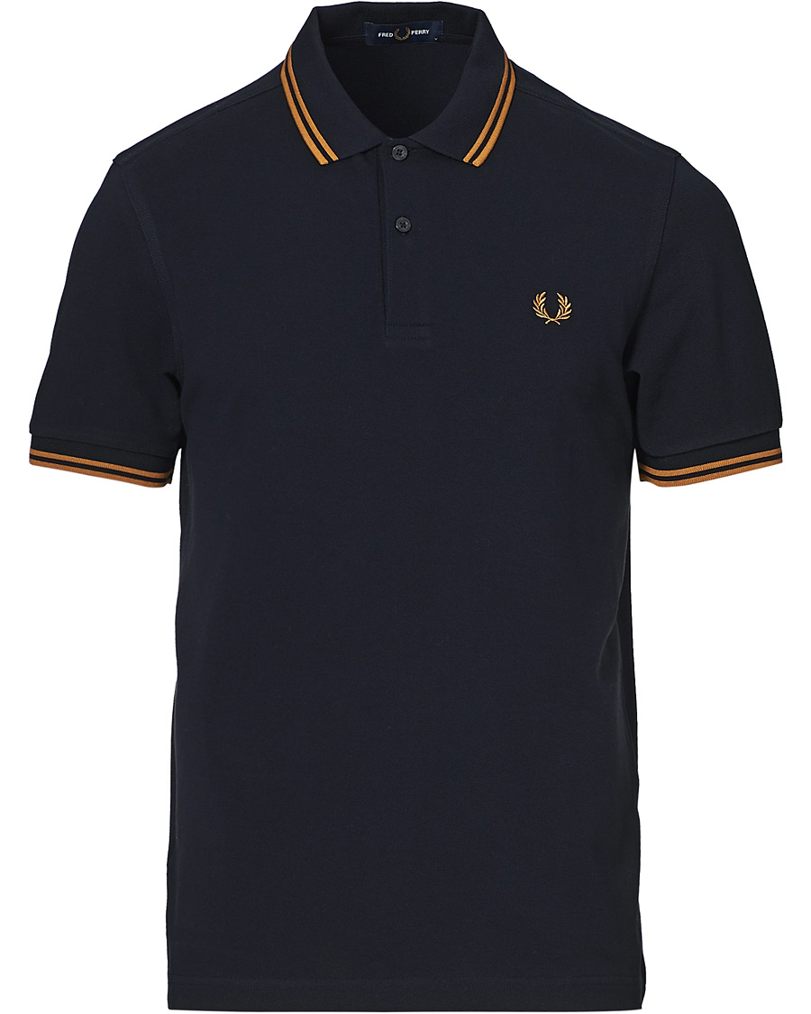 Herren | Poloshirts | Fred Perry | Twin Tip Polo Navy/Dark Caramel