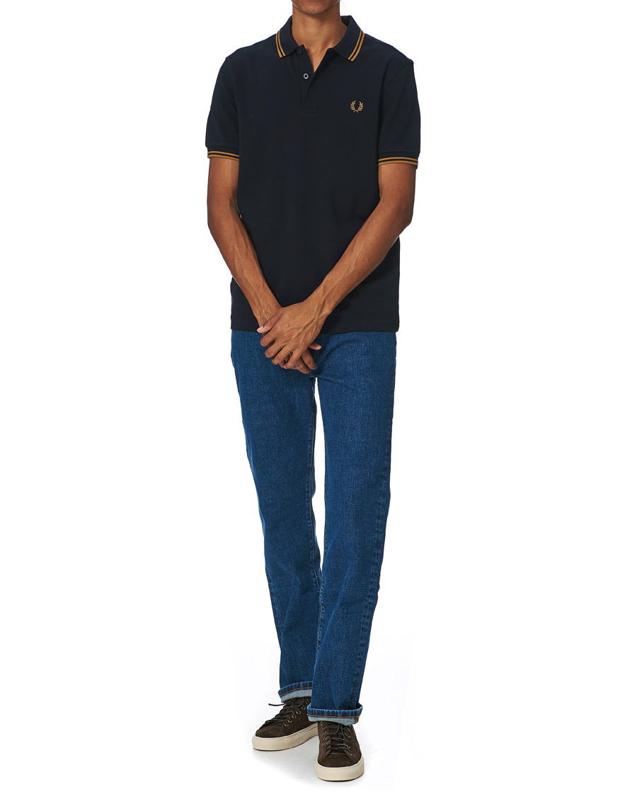 Herren | Poloshirts | Fred Perry | Twin Tip Polo Navy/Dark Caramel