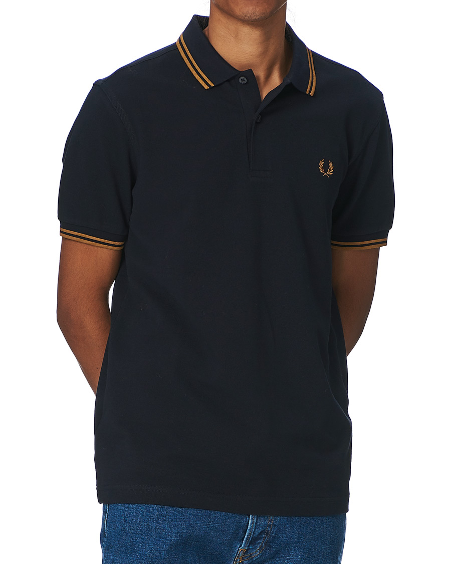 Herren | Poloshirts | Fred Perry | Twin Tip Polo Navy/Dark Caramel