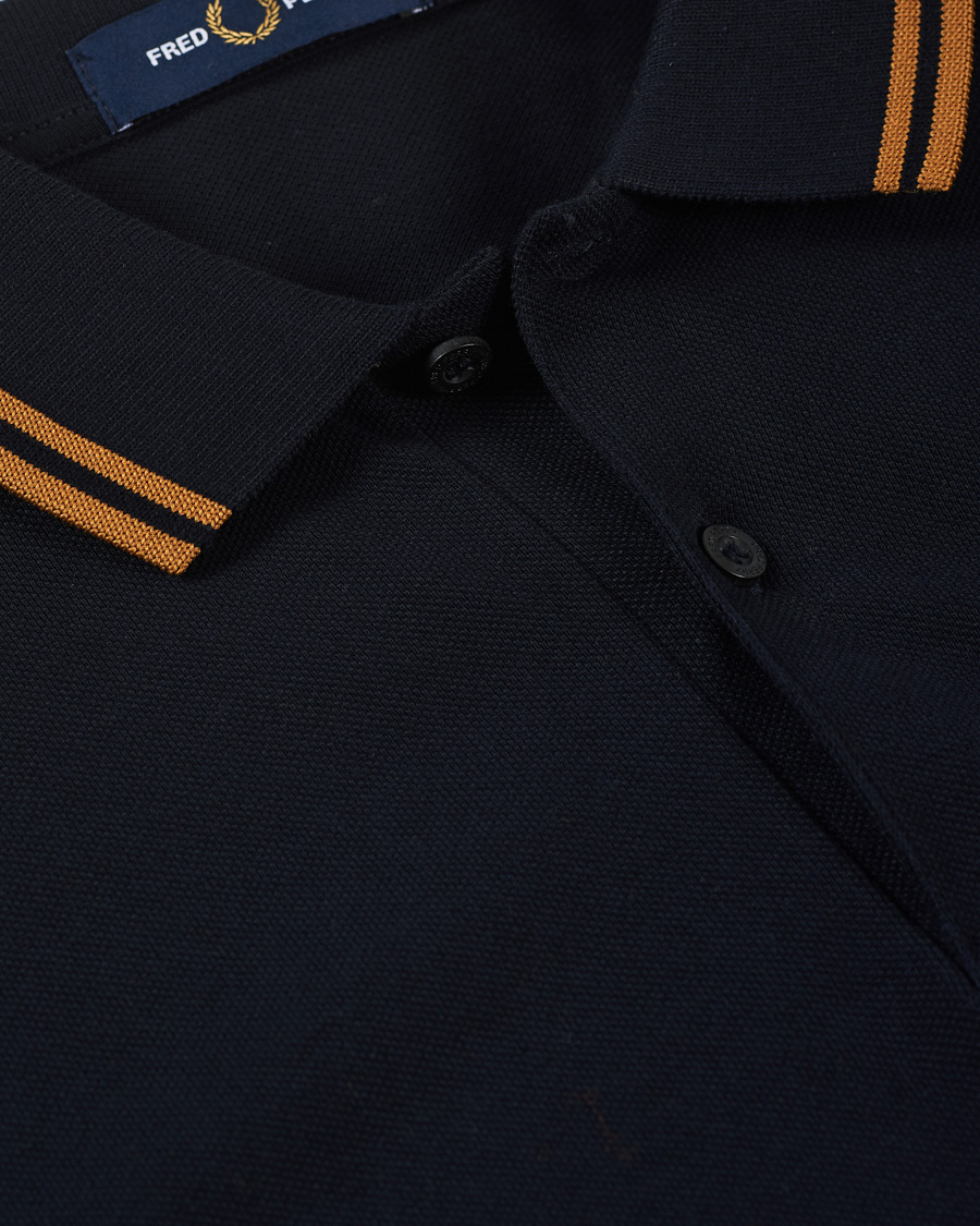 Herren | Poloshirts | Fred Perry | Twin Tip Polo Navy/Dark Caramel