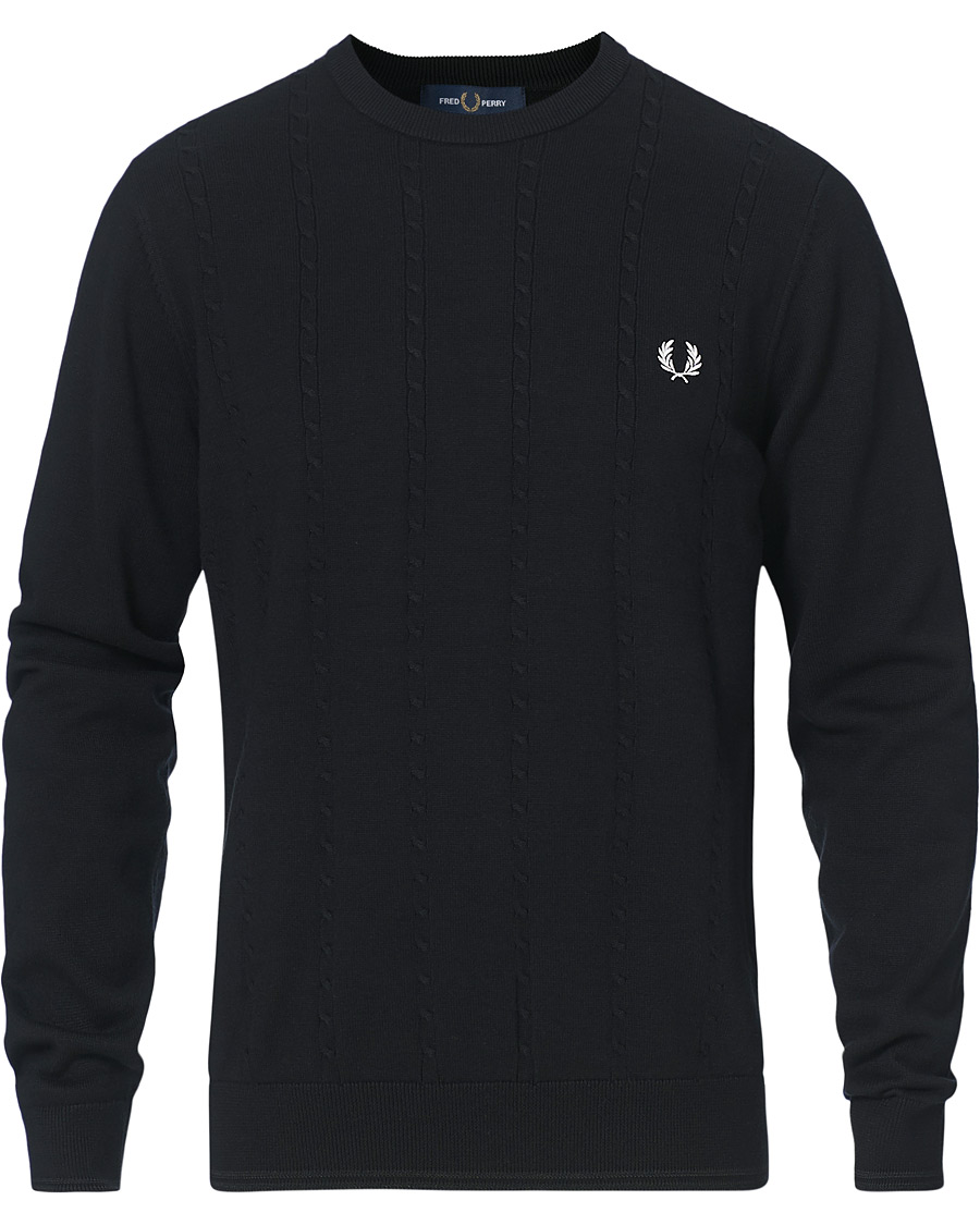 Herren | Pullover | Fred Perry | Cable Knit Crew Neck Jumper Black