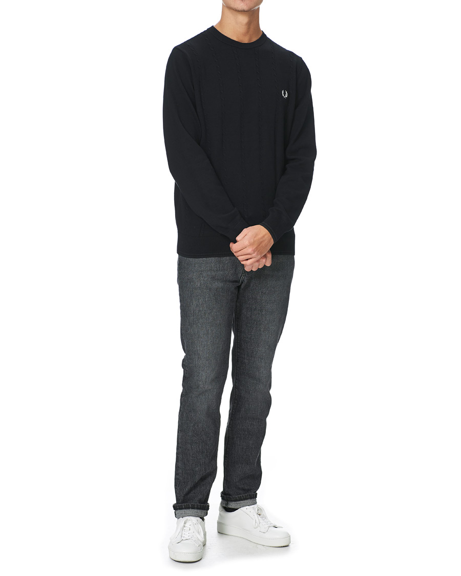 Herren | Pullover | Fred Perry | Cable Knit Crew Neck Jumper Black